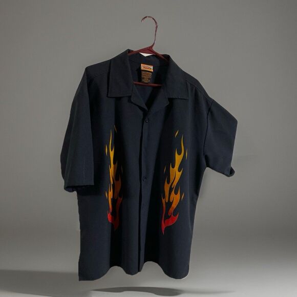 ZONZ Mens Vintage Flame Button Down Size X-Large, Y2K, Skate, Grunge, Goth - Picture 1 of 4